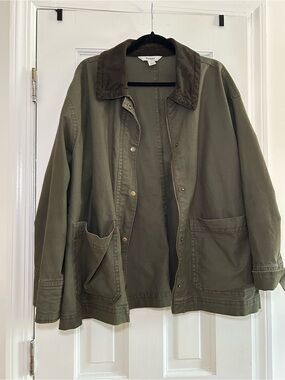 Old Navy Olive Green Utility Jacket with Corduroy Collar